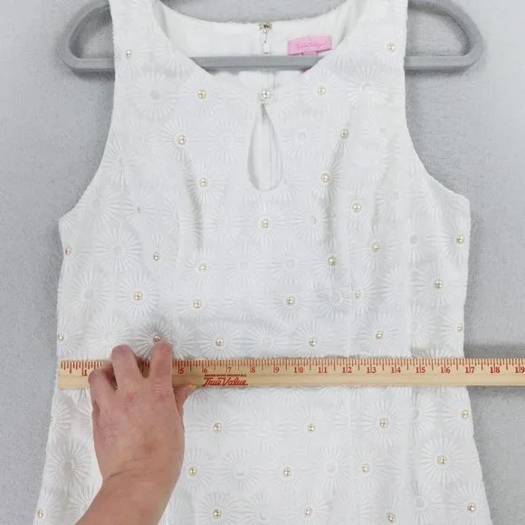 Lilly Pulitzer Dress Womens 12 Resort White Nicci Pinwheel Organza Floral Lace - Picture 7 of 16